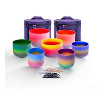 Hye-eun Set di 7 campane tibetane in cristallo da 432 Hz, 17-30,5 cm, color arcobaleno, con custodia per il trasporto, per yoga, strumento di guarigione del suono, meditazione
