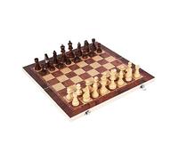 HYEFDWS Set di Scacchi 3 in 1 con Dama, Scacchiera Pieghevole, Pezzi degli Scacchi internazionali - Gioco di Scacchi per Interni e da Viaggio - 44x44 cm