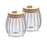 HYEIOL Barattoli di vetro con coperchio, 700 ml, confezione da 2 barattoli per cucina, barattoli decorativi in vetro per tè, caffè, zucchero, bustine di tè, caffè, chicchi di pasta, spezie, biscotti e