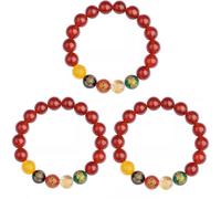 HYEIUIRA Set di 3 braccialetti Feng Shui, il dio della ricchezza delle cinque strade, perline che portano ricchezza invitante per l'anno della corda per uomini e donne, Misura unica, Acciaio