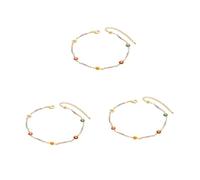 HYEIUIRA Set di 3 cavigliere colorate con crisantemo, realizzata con la tecnica del gocciolamento dell'olio da spiaggia, con piccole margherite colorate. È un accessorio per le vacanze., Misura unica