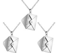 HYEIUIRA Set di 3 collane con ciondolo a forma di lettera d'amore, con medaglione e busta, con messaggio personalizzato A Love per donne, gioielli in acciaio inox per mamma/moglie/migliore amica