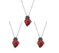 HYEIUIRA Set di 3 pezzi Love Rose Collana Vintage Black Rose Avvolto Cuore a forma di Diamante Rosso Collana Pendente Delle Donne Accessori, Misura unica, Acciaio inossidabile, Nessuna pietra preziosa