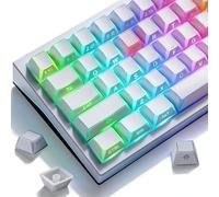 Hyekit Light & Shadow - Copritasti a 136 tasti in PBT Double Shot, stampa laterale e bordo lucido, profilo ciliegio, miscela PC traslucida per tastiere meccaniche RGB (bianco)