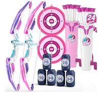 HYES 2 Pack Frecce e Arco per Bambini, Set di Tiro con L'Arco, Frecce a Ventosa, Obiettivo da Appendere, Punteggio Obiettivi, Indoor Outdoor Regali Giocattoli per Ragazzi Ragazze