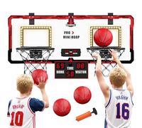 HYES 2 Persone Canestro Basket da Camera, Cestino da Basket per Bambini, Sopra la Porta Basket Indoor con 4 Palla, Pompa, Indicatore del Punteggio, Doppio Basketball Toy Regali per Ragazzi Ragazze