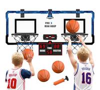 HYES 2 Persone Canestro Basket da Camera, Cestino da Basket per Bambini, Sopra la Porta Basket Indoor con 4 Palla, Pompa, Indicatore del Punteggio, Doppio Basketball Toy Regali per Ragazzi Ragazze