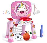 HYES 3 in 1 Bambini Canestro da Basket con Calcio Baseball, Pallacanestro con Porta da Calcio, Mini Canestro Basket, Bambino Apprendimento attività Giocattoli Regalo per Baby Ragazzo Ragazza