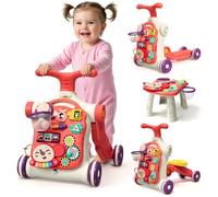 HYES 5 in 1 Primi Passi per Bambini Carrello Giochi Montessori, Rosso
