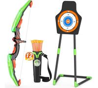 HYES Arco e Frecce per Cambini con Luci LED, Set di Tiro Giocattoli con Frecce e Arco, 12 Ventosa Frecce, 1 Bersaglio, 1 Supporto Freccia, Regalo per Interni ed Esterni, Verde