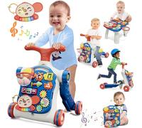 HYES Girello per Bambini 5 in 1, Centro di Attività Educativa per Imparare a Camminare, Seduti, in Piedi, Girello Neonato per bambini 12 mesi, Primi Passi Regalo per Baby, Blu