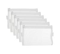 HYFAN - Cartellina con cerniera, in rete trasparente, traspirante, per documenti, per ufficio, scuola, in PVC, bianco, formato A5, confezione da 6