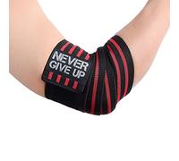 Hyfan, fasce elastiche professionali per polsi, gomitiere, ginocchiere, tutore per sollevamento pesi, allenamento, bodybuilding, palestra, fitness, Elbow / Red