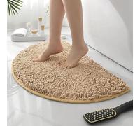HYFAN Tappeto da bagno semi-rotondo in ciniglia in microfibra, antiscivolo, super assorbente, ad asciugatura rapida, morbido, lavabile in lavatrice, semi cerchio, decorazione per pavimenti