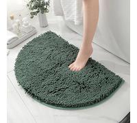 HYFAN Tappeto da bagno semicircolare, antiscivolo, microfibra e ciniglia, super assorbente, asciugatura rapida, morbido, tappeto shaggy, lavabile in lavatrice