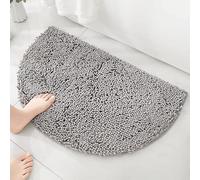 HYFAN Tappeto da bagno semicircolare in ciniglia e microfibra, antiscivolo, super assorbente, ad asciugatura rapida, morbido tappeto shaggy per vasca da bagno, lavabile in lavatrice, tappetino