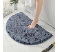 HYFAN Tappeto da bagno semicircolare in ciniglia e microfibra, antiscivolo, super assorbente, asciugatura rapida, morbido, tappetino per vasca da bagno, lavabile in lavatrice