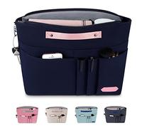 HyFanStr Organizer da Borsa Donna, Poliestere impermeabile Organizzatore Interno Purse, Organizer Borse con tasca con Chiusura Cerniera e Portachiavi Blu Navy (M)