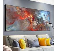 HYFBH Grandi quadri da parete su tela di grandi dimensioni, paesaggi astratti, nuvole colorate, dipinti su tela, poster e stampe moderni, decorazioni per la casa, 70x160 cm/28x63 pollici con cornice