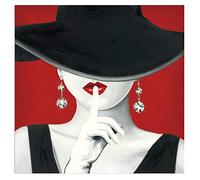 HYFBH Poster e stampe vintage di cappelli rossi Donne sexy su tela dipinto su parete Immagine di decorazione moderna per soggiorno Decorazione da parete 50x50 cm (20x20 pollici) con cornice