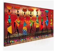 HYFBH Quadro su Tela Arte Tribale Dipinti Donne africane Danza Pittura a Olio Immagine per Soggiorno Stampa su Tela Decorazioni per la casa 40x80 cm (15,7x31,5 Pollici) con Cornice