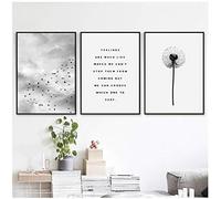 HYFBH Quadro su tela Citazioni di paesaggi nordici Nero bianco Poster Stampa cielo Immagine di arte murale naturale per soggiorno Decorazioni per la casa 40x60 cm (15,7x23,6 pollici) x3 Con cornice