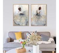HYFBH Quadro su Tela Elegante Ballerino di Danza Classica Poster e Stampe Foto Nordic Girl Ritratto Scarpe Wall Art Pictures Home Decor 40x50cm (16x20in) x2 Cornice Interna