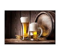 HYFBH Quadro su Tela Immagine Birra Birra Botte di Alcool Bicchiere Culinario Rustico Stampa su Tela Pittura murale Pittura per Arredamento Foto 70x100 cm (27,6x39,4 Pollici) Senza Cornice