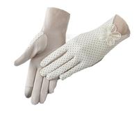 HYFEUOKF 1 paio di guanti da sole elasticizzati con protezione UV pura da donna, sottili, estivi, antiscivolo, con touch screen, guanti corti in cotone(Ivory)