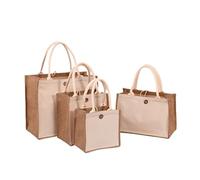 HYFEUOKF Borsa Tote In Lino Borsa tote in lino stile verticale, tinta unita, semplice, for la spesa Per Donna(Color 03)