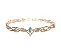 HYFEUOKF Elfi Corona Tiara Donna Waterdrop Zircone Fascia Accessori for capelli da sposa Regali Gioielli Copricapo da sposa(Gold Green)