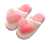 HYFEUOKF Pantofole in cotone con motivo cuore caldo invernale da donna sandali comodi casual da interno da uomo addensare scarpe for adulti in peluche(Red,36-37)