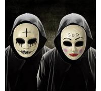 Hyfkjdm 2 pezzi The Purge God & Cross Killer, maschere the purge, maschera horror per halloween, Halloween, Martedì Grasso, Trucco Cosplay Maschere da festa, Unisex