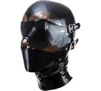 HYFZXWX Maschera in lattice di gomma Fetish Bondage Mask, cappuccio in lattice trasparente Costumi fetish Restrizioni erotiche Maschera rimovibile per occhi e bocca lingerie/A/S