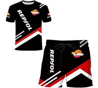 HYFZXWX T-shirt da uomo Pantaloncini Tuta Set Rep-sol Stampa 3D Set due pezzi T-shirt manica corta Pantaloni Tuta pantaloncini/D/L