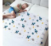 Hygge Sheets® - Tappetino per bagnare il vasino per bambini, 100% impermeabile, antiscivolo, per letti di dimensioni standard, lavabile, riutilizzabile, per materassi e lenzuola, spaziale