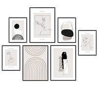 Hyggelig Home Set di 7 poster di alta qualità, set di 7 immagini abbinate in un elegante set di 3 x DIN A3 + 4 x DIN A4, set da studio Lines senza cornice