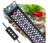 hygger luce acquario, lampada acquario led, illuminazione acquario con controller, 3 modalità con timer, 9 colori, luminosità 10, supporti estensibili, 16W, 30-45CM (32W (76-91cm))