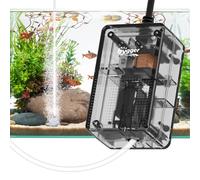 hygger Ossigenatore per Acquario Mini Pompa d'Aria per Acquario Silenzioso, 1,5W Pompa Ossigenante Piccola Risparmio Energetico con Struttura Trasparente < 40 db