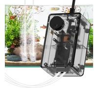 hygger Ossigenatore per Acquario Regolabile Mini Pompa d'Aria per Acquario Silenzioso, 2,5W Pompa Ossigenante Piccola Risparmio Energetico con Struttura Trasparente < 40 db