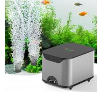 hygger Pompa ad aria per acquario, silenziosa, ≤ 30 dB, ultra silenziosa, 2 prese d'aria, 12 l/min, pompa per ossigeno regolabile per acquari con tutti gli accessori