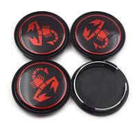 HYGGLY 4 Pezzi Auto Tappi Coprimozzo per Abarth 63mm, Centro Ruota Tappi Coprimozzi Antipolvere E Impermeabile con Logo Copricerchi Tappi Mozzo Centrale Ruota Copertura