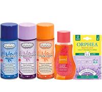 HygienFresh TINTOLAV Set 3 Pezzi Deodorante Salva Tessuti Spray, Note di Pulito- Orchidea Selvatica- Vanilla Lemon, Confezione 400ml più Gel assorbi odori a Lunga Durata FIOR di Lavanda 150 G