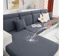 hyha Copridivano impermeabile, magico, lavabile, in tessuto jacquard spesso, impermeabile, per divano a 3 cuscini, divano per animali domestici (3 pezzi, grigio)