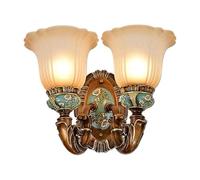 HYHDDM Applique da parete in vetro con fiori di metà secolo - Lampada vintage bronzo antico cablaggio, 1 testa, attacco E27, for camera letto e corridoio(1-Head)