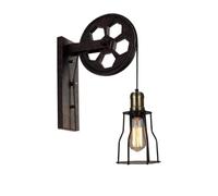 HYHDDM Applique da Parete Industriale Loft - Lampada in Ferro con puleggia retrò Metallo Vintage Regolabile Illuminazione for Cucina, Ristorante e Bar(H)