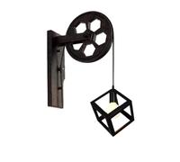 HYHDDM Applique Industriale - Lampada da Parete in Ferro con carrucola di Sollevamento retrò Vintage Metallo Regolabile for Cucina, Bar, Ristorante e Loft(D)