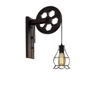 HYHDDM Applique Industriale - Lampada da Parete in Ferro con carrucola di Sollevamento retrò Vintage Metallo Regolabile for Cucina, Bar, Ristorante e Loft(B)