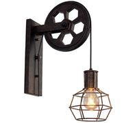HYHDDM Applique Industriale - Lampada da Parete in Ferro con carrucola di Sollevamento retrò Vintage Metallo Regolabile for Cucina, Bar, Ristorante e Loft(A)