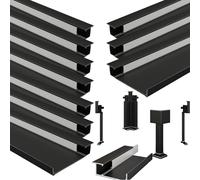 HYHDDM Confezione da 10 Profili for battiscopa in Alluminio 3, Piedi, Altezza 8 cm, Colore Oro, con connettori Illuminazione Cucina e Home Theater(Black)